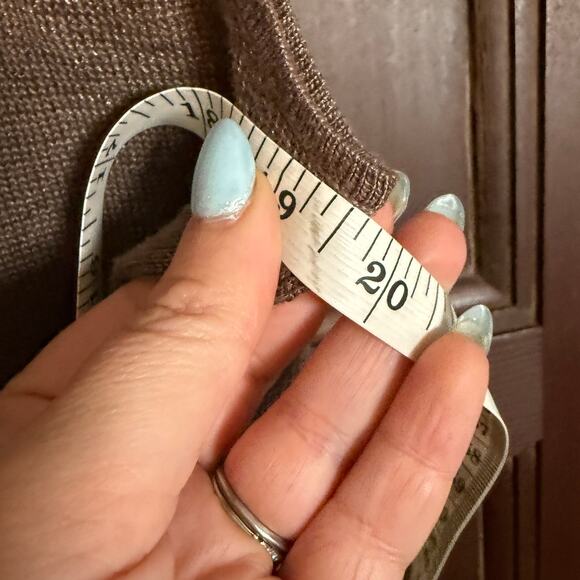 LAFAYETTE 148 New York Brown Linen Cotton Inox Long Line Twin set Sweater Large - Picture 8 of 9